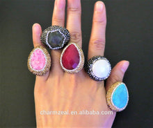 Cz-r0178 18k Gold-plated Natural Gemstone Open Ring,Cuff Open Pave Crystal Charming Ring - Buy Natural Gemstone Ring,Gol Open Cuff Ring,Crystal Charming Ring Product on Alibaba.com