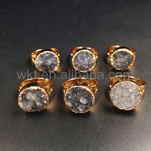 Wt-r246 Newest Natural Grey Druzy Quartz Ring 24k Gold Plated Adjustable Size Grey Druzy Ring - Buy Druzy Ring,Grey Druzy Ring,Quartz Druzy Ring Product on Alibaba.com