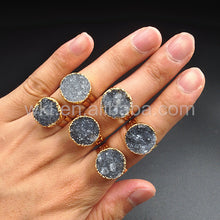Wt-r246 Newest Natural Grey Druzy Quartz Ring 24k Gold Plated Adjustable Size Grey Druzy Ring - Buy Druzy Ring,Grey Druzy Ring,Quartz Druzy Ring Product on Alibaba.com