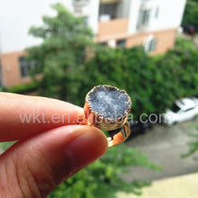 Wt-r246 Newest Natural Grey Druzy Quartz Ring 24k Gold Plated Adjustable Size Grey Druzy Ring - Buy Druzy Ring,Grey Druzy Ring,Quartz Druzy Ring Product on Alibaba.com