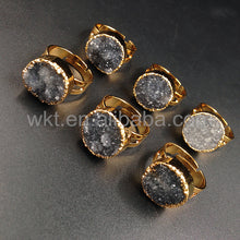 Wt-r246 Newest Natural Grey Druzy Quartz Ring 24k Gold Plated Adjustable Size Grey Druzy Ring - Buy Druzy Ring,Grey Druzy Ring,Quartz Druzy Ring Product on Alibaba.com