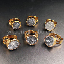 Wt-r246 Newest Natural Grey Druzy Quartz Ring 24k Gold Plated Adjustable Size Grey Druzy Ring - Buy Druzy Ring,Grey Druzy Ring,Quartz Druzy Ring Product on Alibaba.com