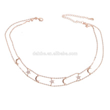 Factory Custom Micro Pave Black Stone Rose Gold Star Moon Fashion Douobe Chain Choker Cz Moon Star Jewelry Necklace Women Design - Buy Moon Star Jewelry Necklace,Moon Star Necklace Women Design,Moon Star Fashion Necklace Product on Alibaba.com
