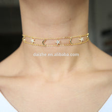 Factory Custom Micro Pave Black Stone Rose Gold Star Moon Fashion Douobe Chain Choker Cz Moon Star Jewelry Necklace Women Design - Buy Moon Star Jewelry Necklace,Moon Star Necklace Women Design,Moon Star Fashion Necklace Product on Alibaba.com