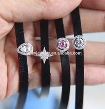 High Polish 925 Sterling Silver Pave Aaa Cubic Zirconia Bead Black Real Leather Choker Women Necklace - Buy Women Necklace,Choker Necklace,Leather Necklace Product on Alibaba.com