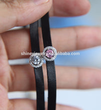 High Polish 925 Sterling Silver Pave Aaa Cubic Zirconia Bead Black Real Leather Choker Women Necklace - Buy Women Necklace,Choker Necklace,Leather Necklace Product on Alibaba.com